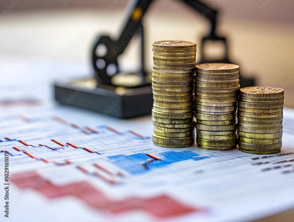 Poster supply and demand analysis with coins and graphs