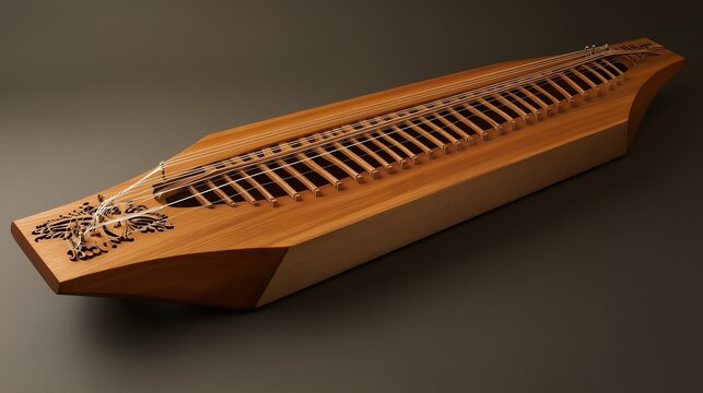 dulcimer with intricate woodworking and a sweet