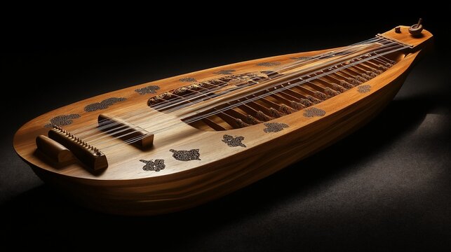 dulcimer with intricate woodworking and a sweet