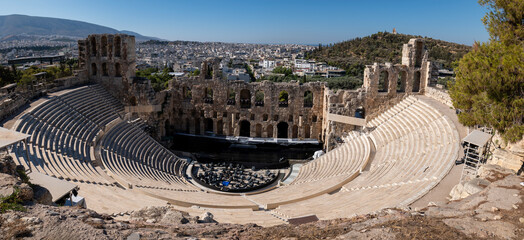 greece capital athens and acropolis ancient artifacts touristic points of interest daytime and sunset light