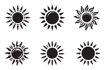 Fototapeta premium Silhouette Sun Icon Set for Creative Designs