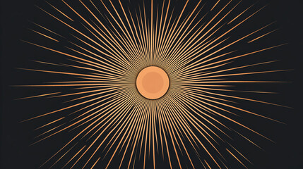 Obraz premium A radiant sunburst icon with symmetrical rays, symbolizing weather or forecast apps, art deco