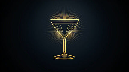 A cocktail glass icon with clean lines and elegant gold details, symbolizing a bar or restaurant app, art deco
