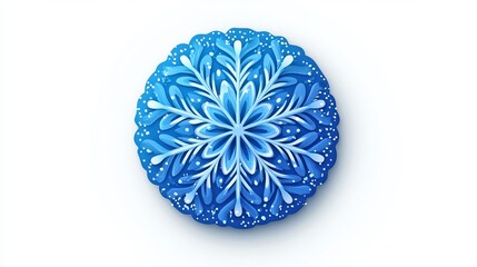 A blue snowflake symbol centered on a circular design, set against a white background.