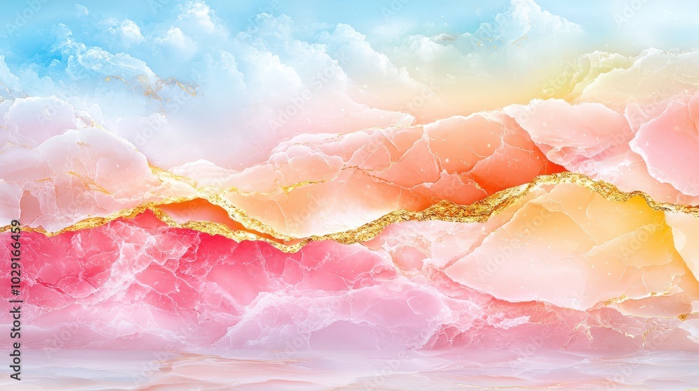 Aufkleber marble slab with soft, flowing veins of gold and ruby, creating a sophisticated and timeless surface