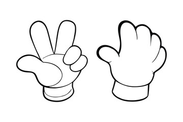 Lineart Vector Collection of Cartoon Gloved Hands