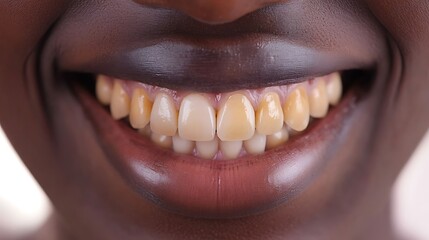 Close up of a woman smiling showing her teeth