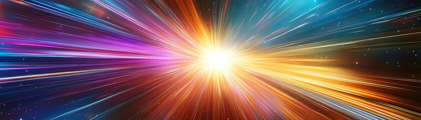 Light speed, hyperspace, space warp background. colorful streaks of light gathering towards the event horizon. Hand edited, Generative Ai