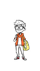 Fototapeta premium Famous content creator png character sketchy doodle design element, transparent background isolated with white highlights, png