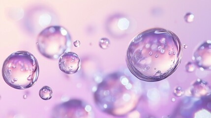 Hyaluronic acid droplets suspended in water, emphasizing hydration