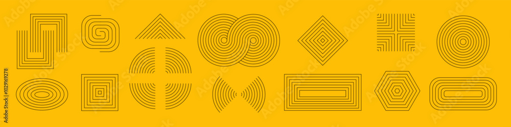 Poster memphis. set of linear geometric shapes. abstract element shape. vector