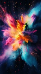 Obraz premium Colorful background, colorful paint explosion, creative and attractive artist style, dynamic composition with bright colors, surreal, rich details, very high resolution, mobile wallpaper