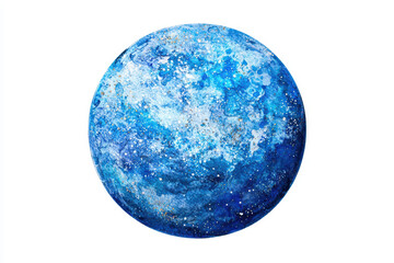 A vibrant blue planet illustration filled with textures that evoke a cosmic and dreamy atmosphere.