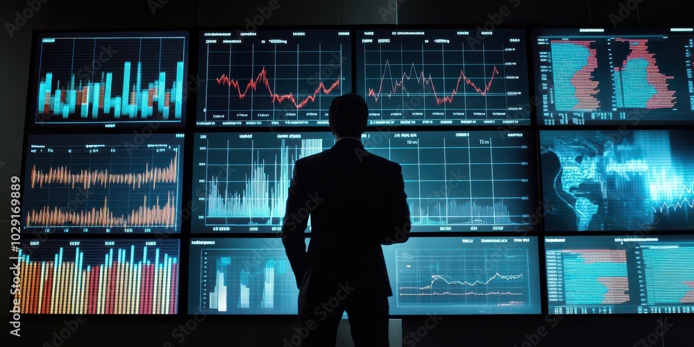Poster chief operations officer coordinating a company-wide initiative, tracking progress on a large screen