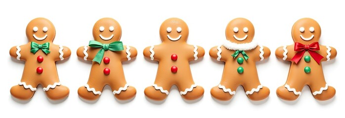 Fototapeta premium Collection set of christmas gingerbread man isolated on white background 