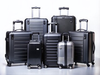Sleek black plastic luggage collection designed for travel and vacation. Durable, stylish, and spacious, perfect for all your journey needs on any