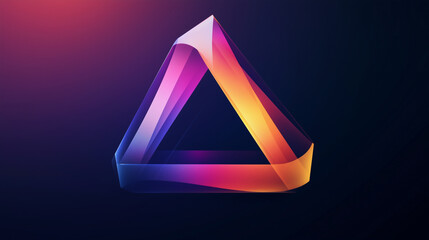 A dynamic triangle with gradient colors, symbolizing energy and movement, abstract and geometric icons for apps