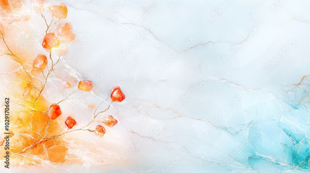 Poster stunning marble slab with gold and ruby veining softly weaving through a sleek surface, creating a l