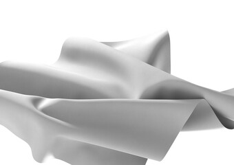 A close-up of a white fabric draped softly against a dark background, creating a smooth, flowing...