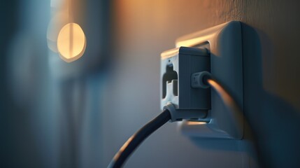 Electrical Outlet with Plug and Wire in a Room