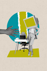 Trend artwork composite sketch image photo collage of aged woman boss office manager headless old...