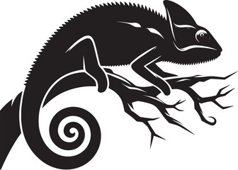 Chameleon Silhouette isolated on a white background Minimalist crow vector illustration