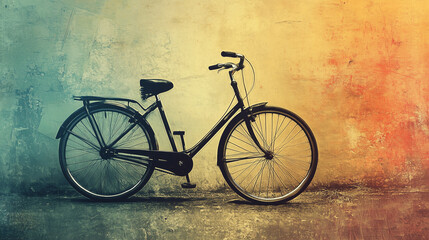 A textured bicycle with minimal background, focusing on the grainy details, grainy, vector images with one subject