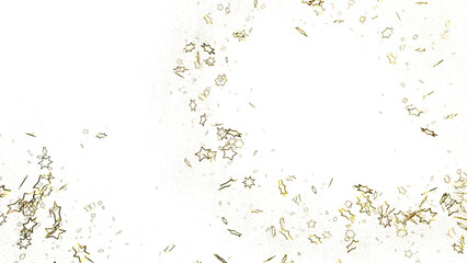Stars - Banner with golden decoration. Festive border with falling glitter dust and stars.