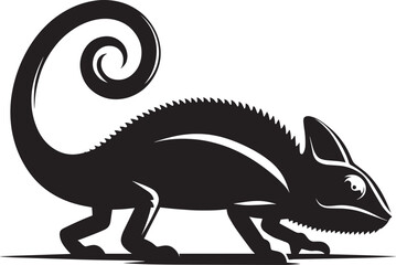 Chameleon Silhouette isolated on a white background Minimalist crow vector illustration
