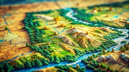 Obraz premium South Dakota Map in Tilt-Shift Photography Style for Unique Landscape Perspective