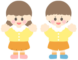 노란 원복 입은 유치원 어린이집 어린이 일러스트