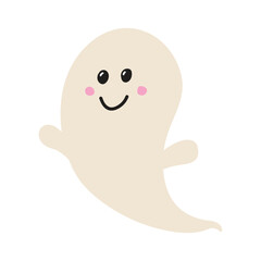 Cute Halloween ghost isolated on white background. Vector illustration