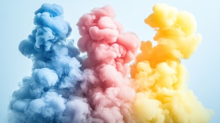 Obraz premium Abstract Colorful Smoke Clouds in Blue Background
