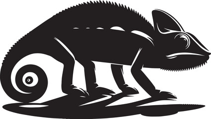 Chameleon Silhouette isolated on a white background Minimalist crow vector illustration