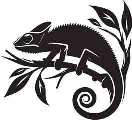 Chameleon Silhouette isolated on a white background Minimalist crow vector illustration