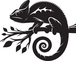Chameleon Silhouette isolated on a white background Minimalist crow vector illustration