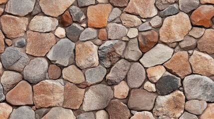 Obraz premium This seamless texture showcases a brown rock wall featuring weathered stones of various sizes and chipped edges, ideal for realistic design applications or backgrounds SEAMLESS PATTERN