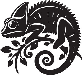 Chameleon Silhouette isolated on a white background Minimalist crow vector illustration