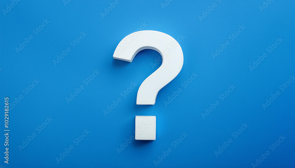 Fototapete question mark on blue background. 3d rendering. faq and qa. problem solution.