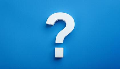 Question mark on blue background. 3D rendering. FAQ and QA. Problem solution.
