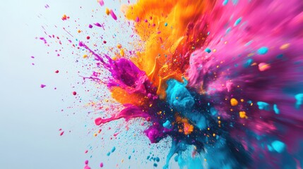 Naklejka premium Abstract Colorful Explosion with Pink, Orange, and Blue Splashes