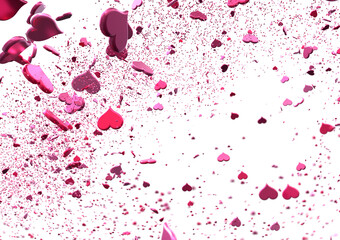 realistic isolated heart confetti on the transparent background for decoration and covering. Concept of Happy Valentine's Day,