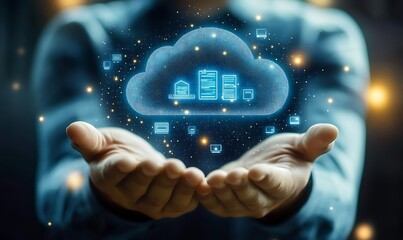 Cloud computing technology and online data storage for business network concept, Generative Ai