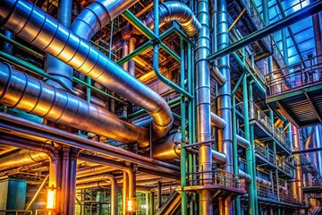 Obraz premium Steel Pipes with Anticorrosion Coating in Modern Architectural Design
