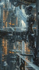 High-tech cyborg production plant, 4K hyperrealistic photo