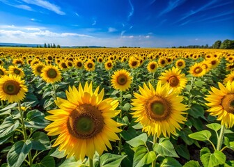 Stunning Aerial View of a Vibrant Sunflower Field in Full Bloom for Nature and Landscape Photography