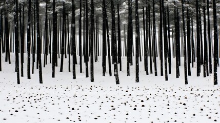 Serene winter landscape  a snow covered forest retreat with majestic trees and tranquil atmosphere