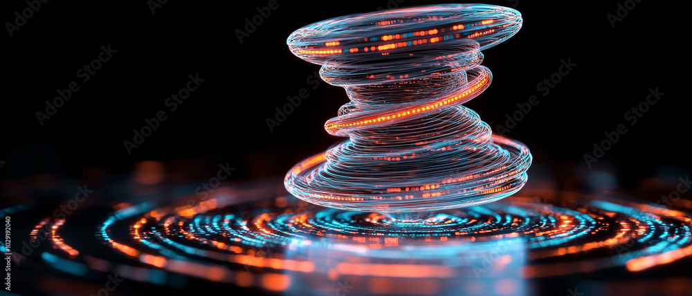 Aufkleber mesmerizing digital spiral glows with vibrant colors, creating captivating visual effect. swirling patterns and luminous rings evoke sense of energy and movement, drawing viewer in