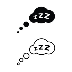 Sleep icon. Sleepy zzz black talk bubble icon. Sleep rest sign.