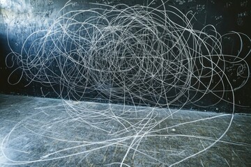 Fototapeta premium White Chalk Lines on a Black Surface